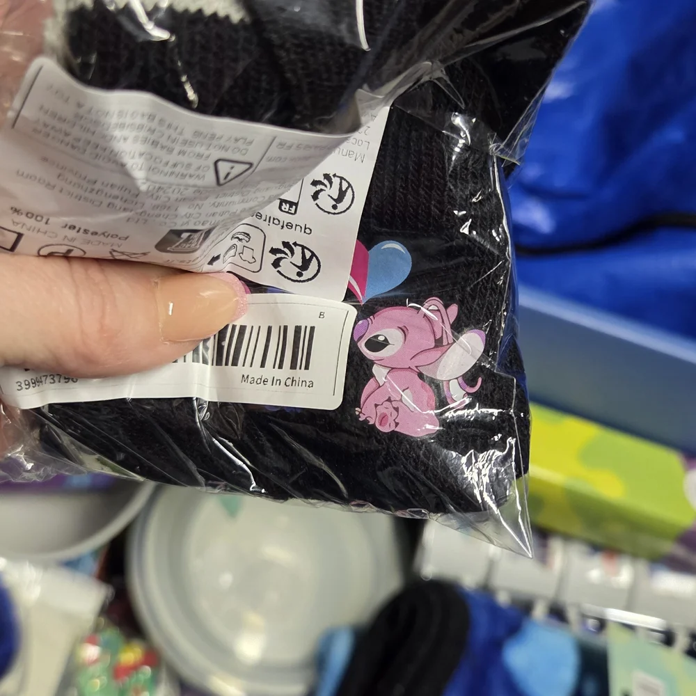 Disney Stitch and Angel Black Beanie